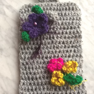 Mobil tok Telefontok Egyedivé varázsol. Mobil tok, telefontok, szürke színben tarka virágokkal díszítve - Meska.hu