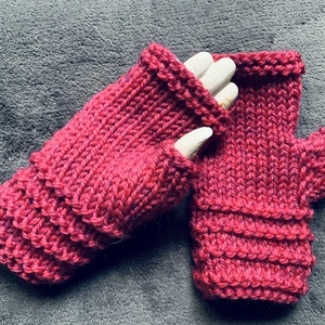Kesztyű, Kézi kötésű sötét magenta  színű  ujjatlan  gyapjú kesztyű  eladó. - ruha & divat - sál, sapka, kendő - kesztyű - Meska.hu