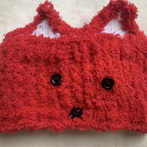 Baba fülmelegítő Pihepuha fonalból  rókás mintával - ruha & divat - babaruha & gyerekruha - babacipő - Meska.hu