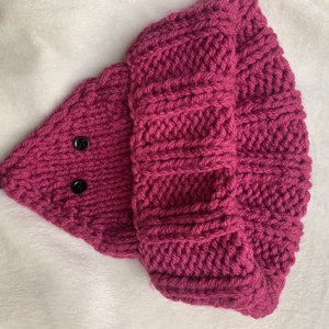 Gyerek Sál ciklámen színű kézi kötésű rókás körsál,  - ruha & divat - babaruha & gyerekruha - babasapka - Meska.hu
