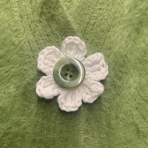 Gombdísz fehér  virág alakú horgolt gomb dísz  3 db /csomag , Kellékek & szerszámok, Rövidáru, Gomb, Textil gomb, , MESKA