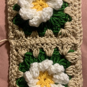 Szemüveg tok, mobil tok, ezsz tartó horholt fehér  virággal eladó , Táska & Tok, Pénztárca & Más tok, Szemüvegtok, Horgolás, Kötés, MESKA