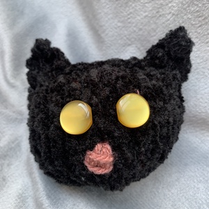 Kulcstartó Marokcica Kézi kötésű fekete cica fej - Meska.hu