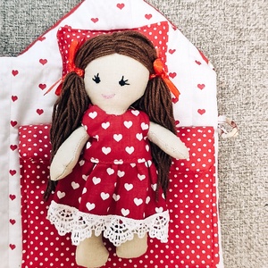 Textil babaház öltöztethető babával - játék & sport - baba & babaház - baba - Meska.hu