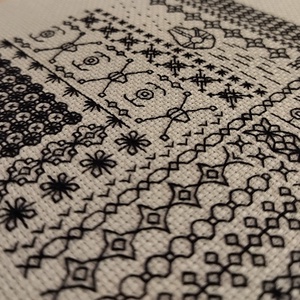Modern hímzett blackwork kép - otthon & életmód - dekoráció - fali és függő dekoráció - falra akasztható dekor - Meska.hu
