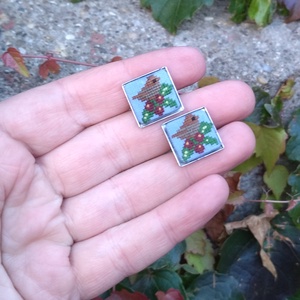 Hímzett mandzsettagomb, madár - Meska.hu