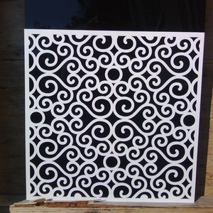 Pergola fehér színben, térelválasztó elem, ablakdísz, falidísz, lámpabúra 40x40 cm - otthon & életmód - dekoráció - ajtó- és ablak dekoráció - ablakdísz - Meska.hu
