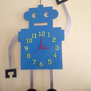 Robot-óra gyerekszobába, falra - otthon & lakás - dekoráció - fali és függő dekoráció - falióra & óra - Meska.hu
