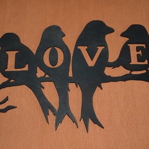 Madaras LOVE fa tábla falidísz dekoráció - fekete - otthon & lakás - dekoráció - fali és függő dekoráció - betű & név - Meska.hu