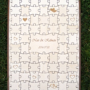 Esküvői vendégkönyv puzzle darabkákból keretben - esküvő - emlék & ajándék - vendégkönyv - Meska.hu
