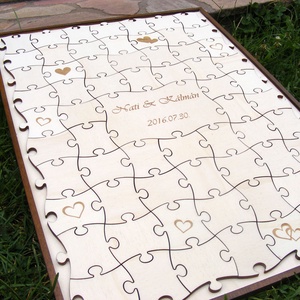 Esküvői vendégkönyv puzzle darabkákból keretben - esküvő - emlék & ajándék - vendégkönyv - Meska.hu