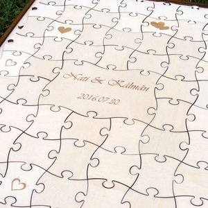 Esküvői vendégkönyv puzzle darabkákból keretben - esküvő - emlék & ajándék - vendégkönyv - Meska.hu