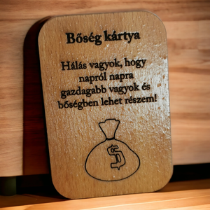 Gravírozott fa bőség kártya, Otthon & Életmód, Dekoráció, Dísztárgy, Famegmunkálás, MESKA