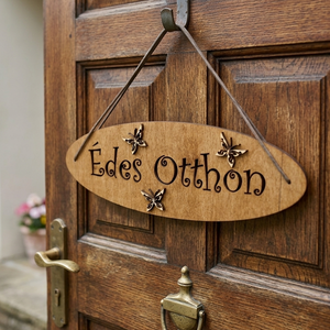 'Édes Otthon' feliratú tábla ajtódísz dekoráció lepkékkel - otthon & életmód - dekoráció - ajtó- és ablak dekoráció - ajtódísz & kopogtató - Meska.hu