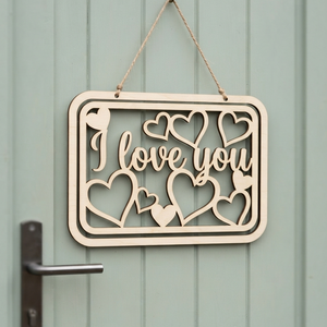 'I love you' fa felirat, ajtódísz, falikép, dekoráció , Otthon & Életmód, Dekoráció, Ajtó- és ablak dekoráció, Ajtódísz & Kopogtató, Famegmunkálás, MESKA