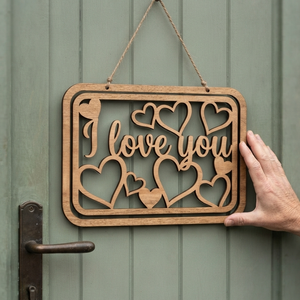'I love you' fa felirat, ajtódísz, falikép, dekoráció  - otthon & életmód - dekoráció - ajtó- és ablak dekoráció - ajtódísz & kopogtató - Meska.hu