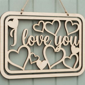 'I love you' fa felirat, ajtódísz, falikép, dekoráció  - otthon & életmód - dekoráció - ajtó- és ablak dekoráció - ajtódísz & kopogtató - Meska.hu