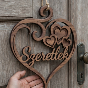 'Szeretlek' fa felirat, ajtódísz, falikép, dekoráció  - Meska.hu
