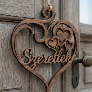 'Szeretlek' fa felirat, ajtódísz, falikép, dekoráció  - otthon & életmód - dekoráció - ajtó- és ablak dekoráció - ajtódísz & kopogtató - Meska.hu