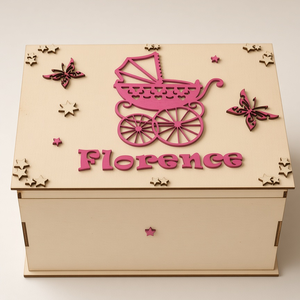 Névreszóló baba emlék doboz fából 'baby memory box' - Meska.hu