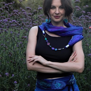  hernyó selyem sál gyöngysorral, Ruha & Divat, Sál, Sapka, Kendő, Kendő, Selyemfestés, MESKA