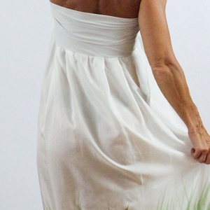 SELYEM RUHA VAGY SZOKNYA  FEHÉR MEZEI VIRÁGOKKAL - ruha & divat - női ruha - alkalmi ruha & estélyi ruha - Meska.hu