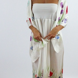 SELYEM RUHA VAGY SZOKNYA  FEHÉR MEZEI VIRÁGOKKAL - ruha & divat - női ruha - alkalmi ruha & estélyi ruha - Meska.hu