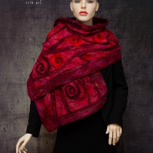 nuno nemez selyem sál bordó rózsákkal - ruha & divat - sál, sapka, kendő - kendő - Meska.hu