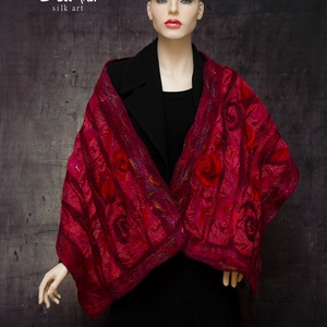 nuno nemez selyem sál bordó rózsákkal - ruha & divat - sál, sapka, kendő - kendő - Meska.hu