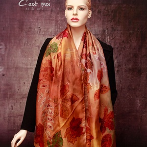  Őszi feleveles hernyóselyem kendő  - ruha & divat - sál, sapka, kendő - sál - Meska.hu