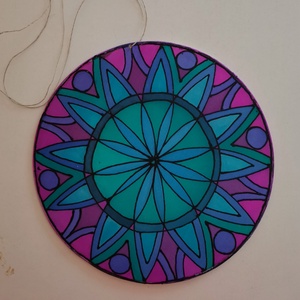 Selyemre festett mandala kép madaras - Meska.hu