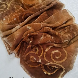 BRONZ  KLIMT KACSKARINGÓK  SELYEM SÁL , Ruha & Divat, Sál, Sapka, Kendő, Sál, Selyemfestés, MESKA