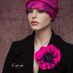 Pipacs nemezelt  gyapjú virág kitűző, bross - ékszer - kitűző és bross - Meska.hu