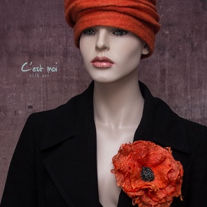 Virág selyemre nemezelt  gyapjú virág kitűző, bross - ékszer - kitűző és bross - Meska.hu