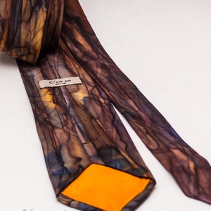 Barna kézzel festett selyem nyakkendő  - ruha & divat - férfi ruha - nyakkendő - Meska.hu