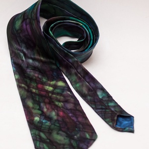 Zöld kézzel festett selyem nyakkendő , Ruha & Divat, Férfi ruha, Nyakkendő, Selyemfestés, MESKA