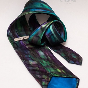 Zöld kézzel festett selyem nyakkendő  - ruha & divat - férfi ruha - nyakkendő - Meska.hu