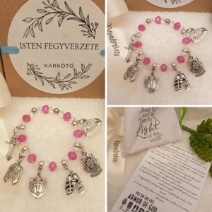 Isten fegyverzete - keresztény történet karkötő-pink-A38, Ékszer, Karkötő, Bogyós karkötő, , MESKA
