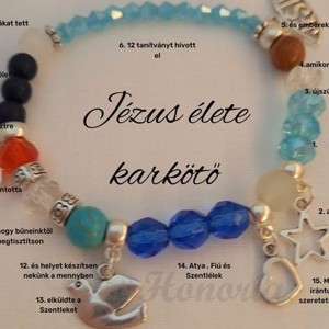Jézus élete - keresztény történet karkötő-kék-004 - ékszer - karkötő - bogyós karkötő - Meska.hu