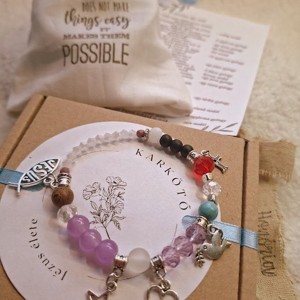 Jézus élete - keresztény történet karkötő-lila-088, Ékszer, Karkötő, Bogyós karkötő, , MESKA