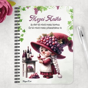 Személyre szabható - A legjobb borász manólány pohárral mintás A5-ös füzet - otthon & életmód - papír, írószer - jegyzetfüzet & napló - Meska.hu