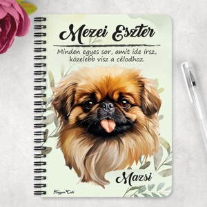 Személyre szabható - Barna pekingi palotakutya portré mintás A6-os füzet - otthon & életmód - papír, írószer - jegyzetfüzet & napló - Meska.hu