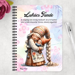 Személyre szabható - Cuki Anya manó & Kicsi Fia mintás A6-os füzet - otthon & életmód - papír, írószer - jegyzetfüzet & napló - Meska.hu