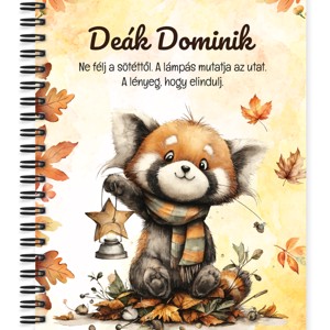 Személyre szabható - Cuki őszi vöröspanda és a lámpás mintás A5-ös füzet, Otthon & Életmód, Papír, írószer, Jegyzetfüzet & Napló, , MESKA