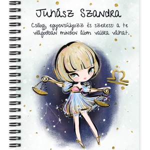Személyre szabható - Szőke hajú Csini Mérleg lány mintás A5-ös füzet, Otthon & Életmód, Papír, írószer, Jegyzetfüzet & Napló, , MESKA