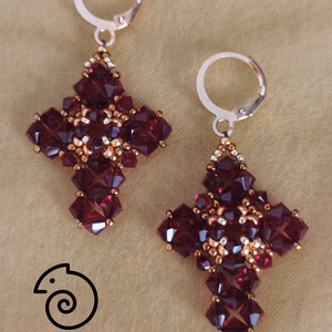 Dark Garnet Cross gótikus kereszt fülbevaló - ékszer - fülbevaló - lógó fülbevaló - Meska.hu