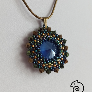 Royal Blue Mandala fülbevaló és nyaklánc - ékszer - ékszerszett - Meska.hu