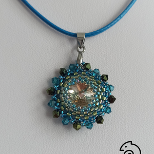 Sky blue and Green Mandala fülbevaló és nyaklánc - ékszer - ékszerszett - Meska.hu