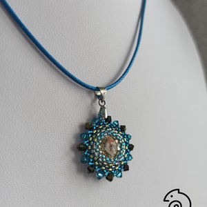Sky blue and Green Mandala fülbevaló és nyaklánc - ékszer - ékszerszett - Meska.hu