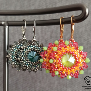 Steel Emerald Mandala fülbevaló - ékszer - fülbevaló - lógós kerek fülbevaló - Meska.hu